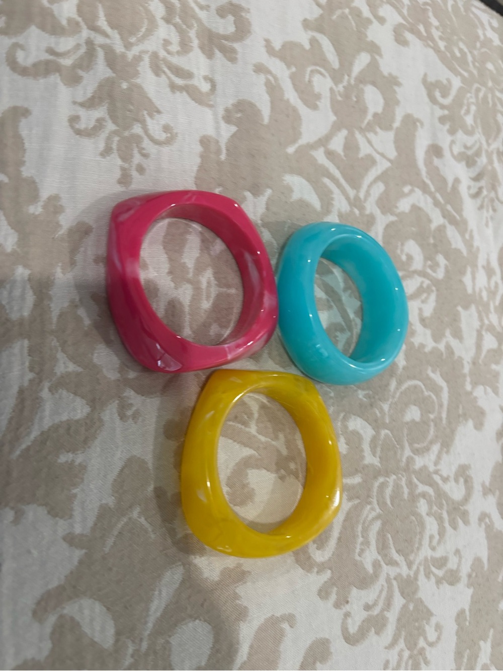 Resin Bangle Set in Pink, Turquoise & Yellow